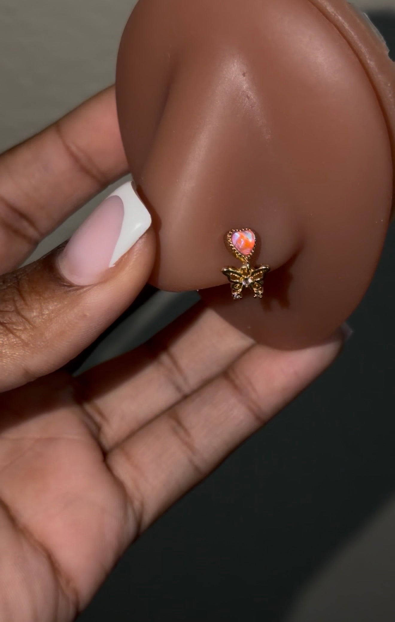 pink flutter nose ring