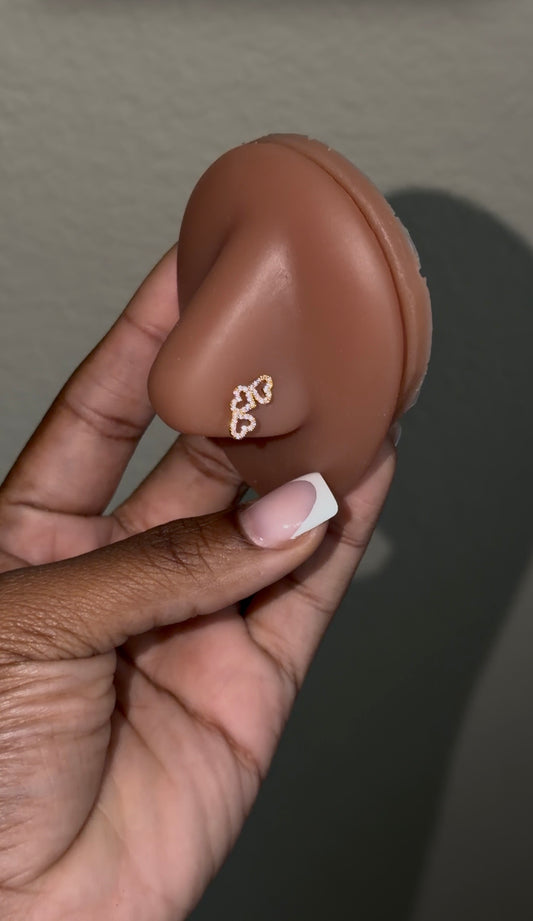 triple heart nose ring