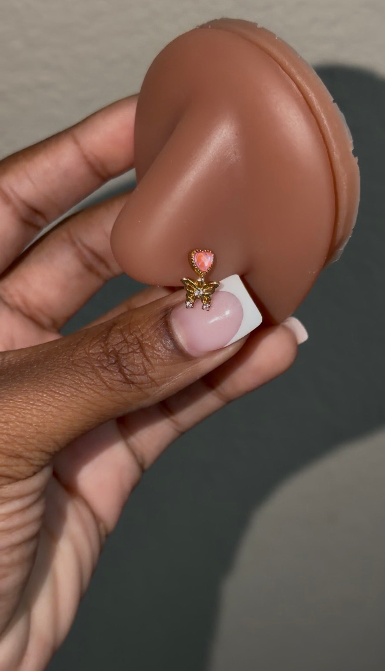 pink flutter nose ring