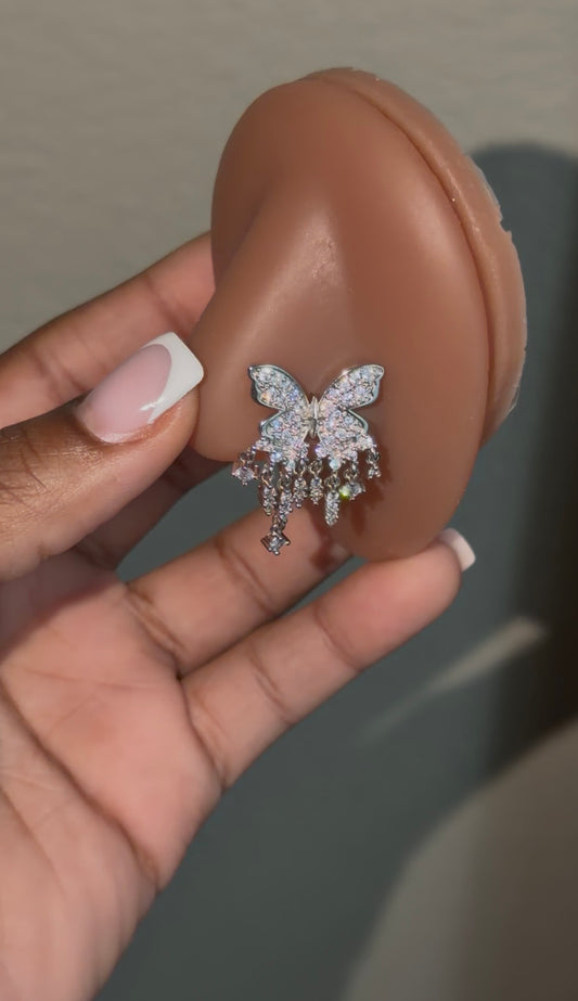 ICED butterfly nose ring