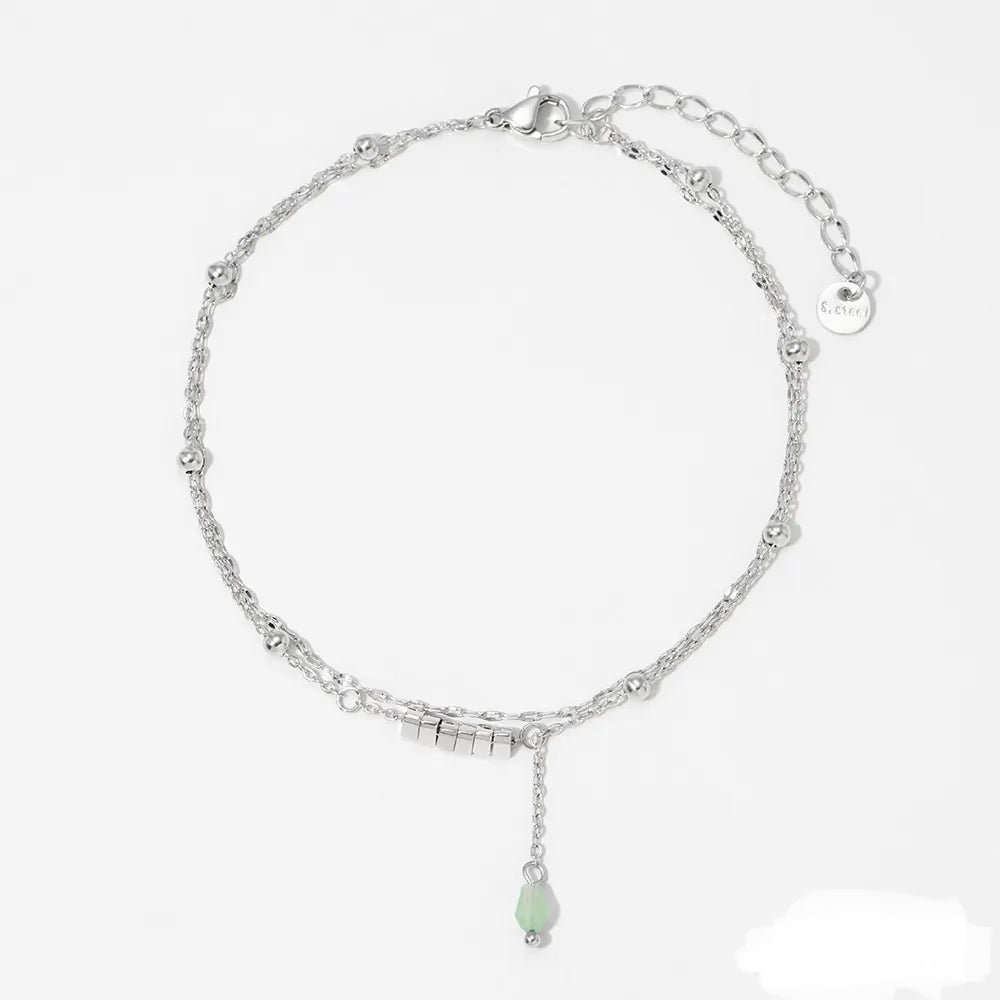 green stone water drop anklet