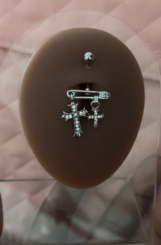 dangle crosses belly ring