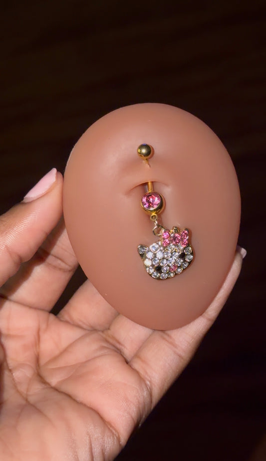 gold ktty face belly ring