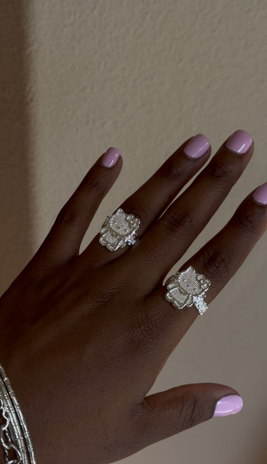 silver full body kt ring