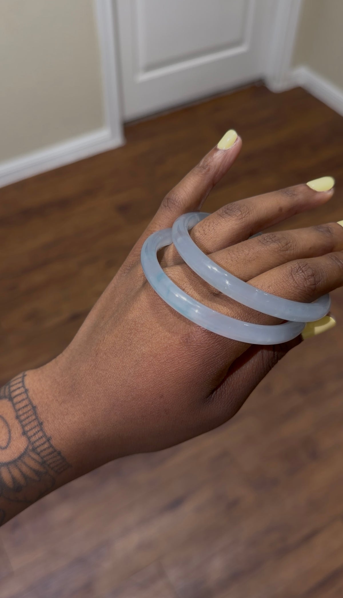 cotton candy jade bangles