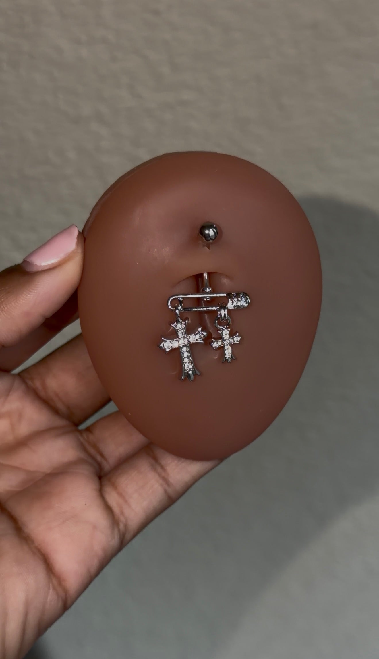 dangle crosses belly ring