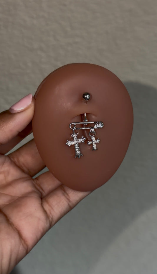 dangle crosses belly ring