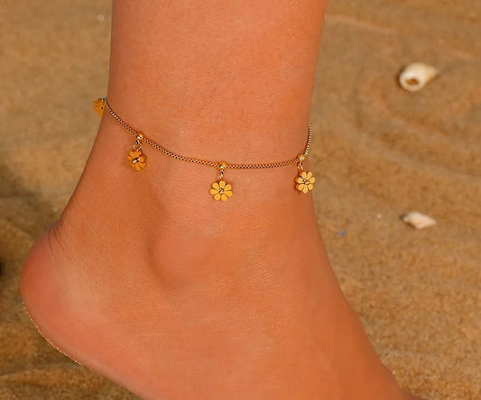 gold daisy anklet