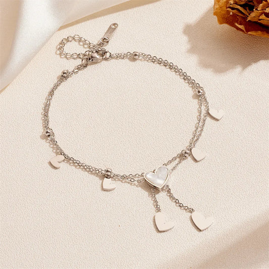 Double layer heart anklet