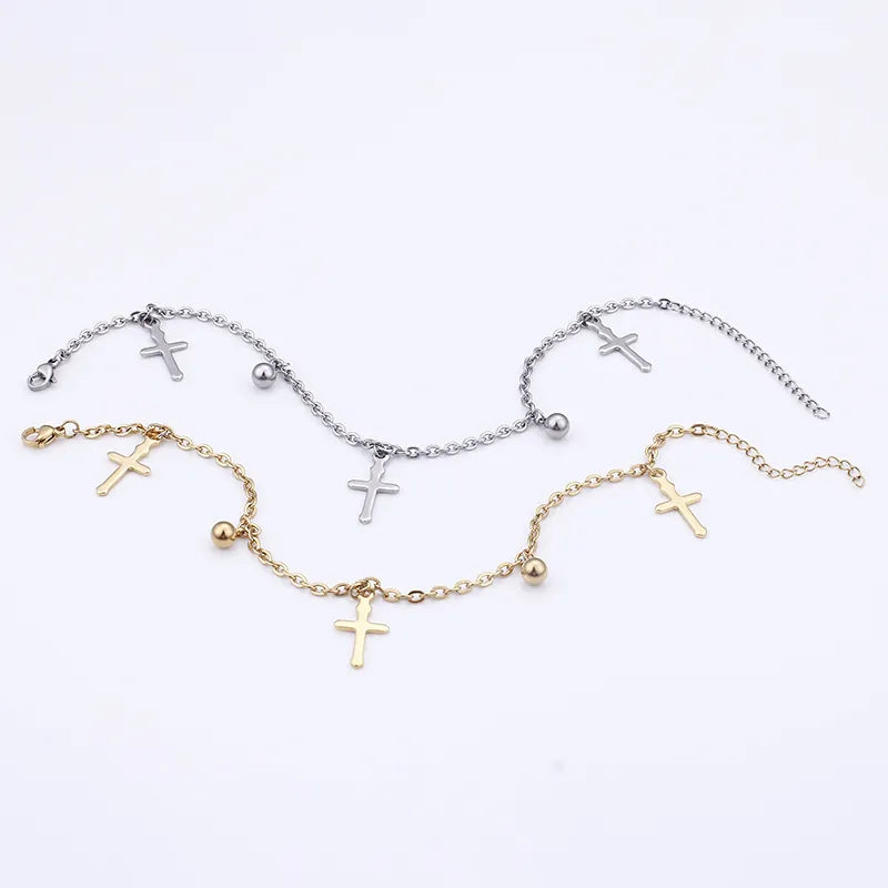 cross & bead anklet