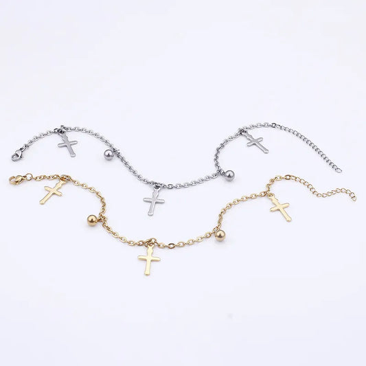 cross & bead anklet